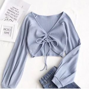 Baby blue crop shirt